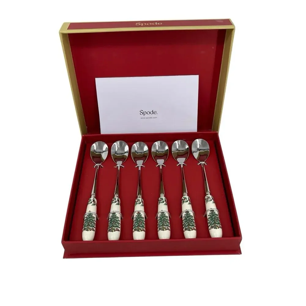 Spode Christmas Tree Pastry Forks & Dessert Spoons Boxed